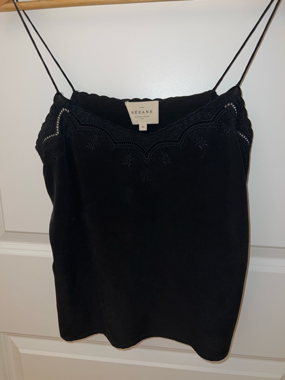 Sezane Black silk Cami